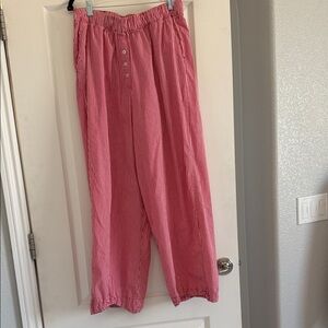 Daily Drills!!! M/L Red and White Striped Wide-Leg Pants